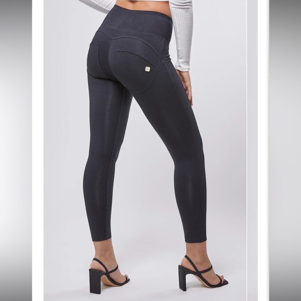 WR.UP Fashion High Rise Ankle Black pants tights stretchy zip up zipper close